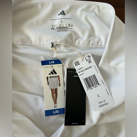 New Adidas Women's Solid Golf Skorts Skirt Shorts White Size large pockets - Picture 8 of 9
